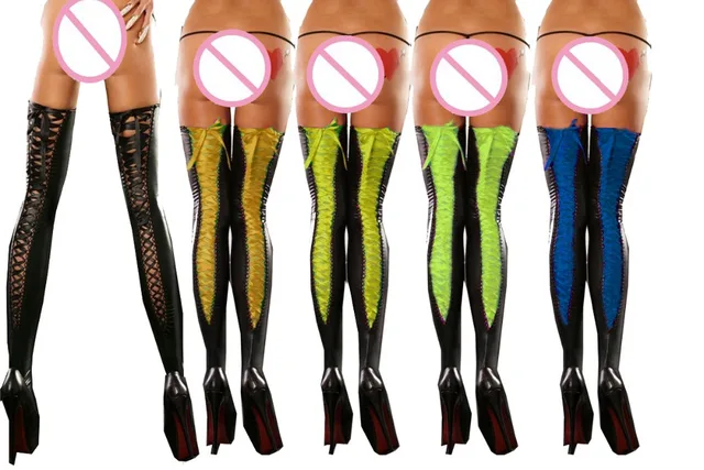Medias negras sexis para mujer, medias negras, medias de licra, muslo, Legging de látex, disfraz de roca, medias góticas Medias negras sexis para mujer, medias negras, medias de licra, muslo, Legging de látex, disfraz de roca, medias góticas