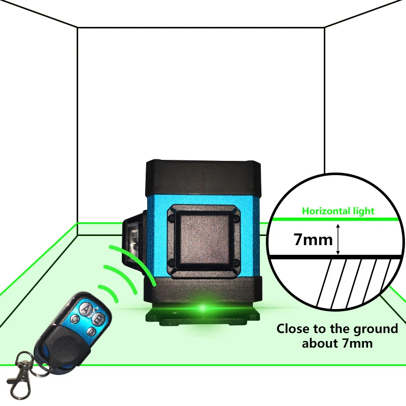 Muli Green Light 3D12 линия уровня Тротуарная Плитка заземления инструмент Декор измерения горизонтальной линии Высота 7 мм Дистанционное управление