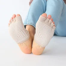 1 пара хлопковых упражнений для йоги, Короткие пальцы ног, носки для танцев, спортивные носки с пятью пальцами, Нескользящие массирующие носки в горошек, тапочки для женщин