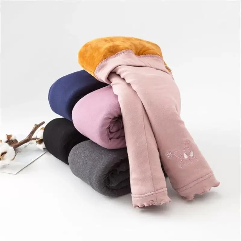 

2019 Winter Kids Girls Warm Pants Children Velvet Thicken Outwear Leggings Pants Baby Girls Cotton Fleece Casual Trousers Q132
