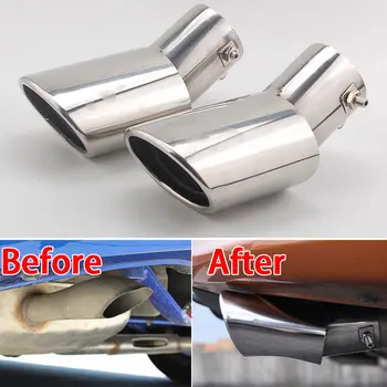 

Chorme2Pcs Stainless Steel Exterior Rear Exhaust End Tail Pipe Muffler Tip Fit For Honda Civic 2016 2017 Accessories Car Styling