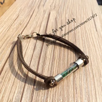 

20pcs Handmade moss glass vial tube bracelet - glass vial leather bracelet,nature moss bracelet jewelry( finished bracelet)