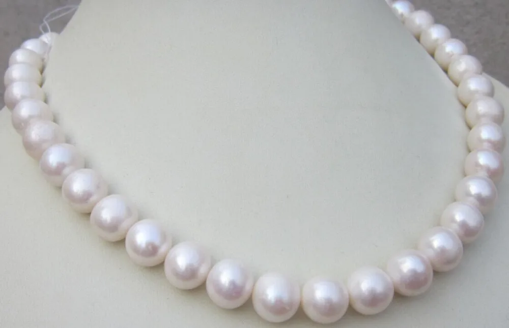 

12-11MM NATURAL SOUTH SEA GENUINE WHITE NUCLEAR PEARL NECKLACE^^^@^Noble style Natural Fine jewe SHIPPING (C0309)