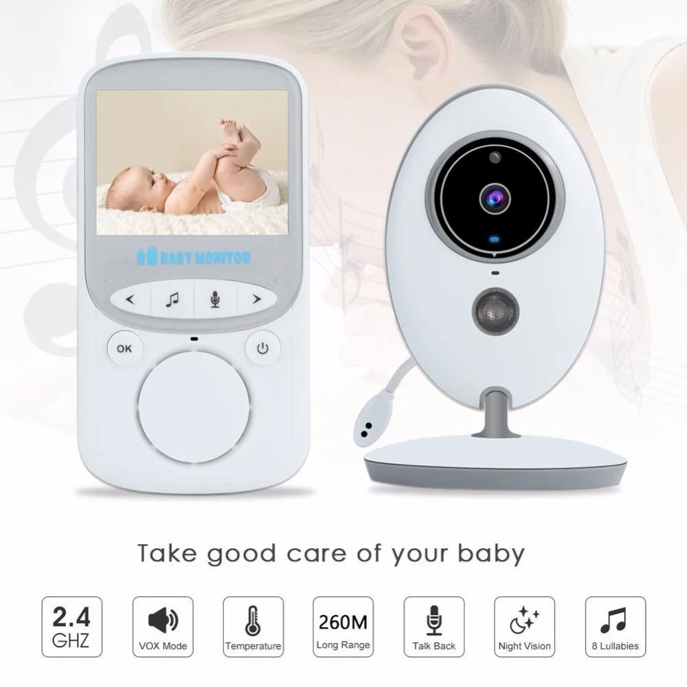 

babykam baby phone video baby monitor 2.4 inch LCD IR Night Vision Intercom Lullaby Temperature monitor baby phone camera nanny