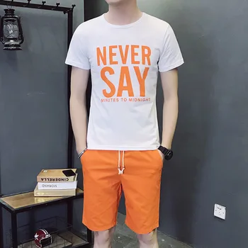 

Men's Short Sleeve T-shirt Two-piece Suit of New Leisure Shorts in Spring and Summer