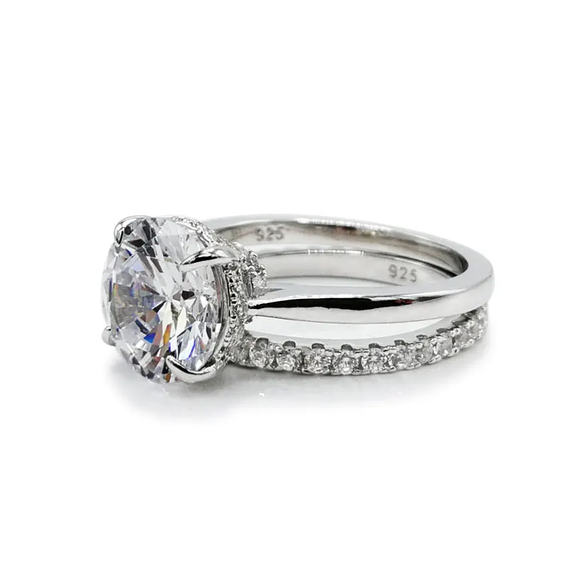 COLORFISH классический 4ct круглой огранки Помолвочное с солитёром Кольцо Настоящее 925