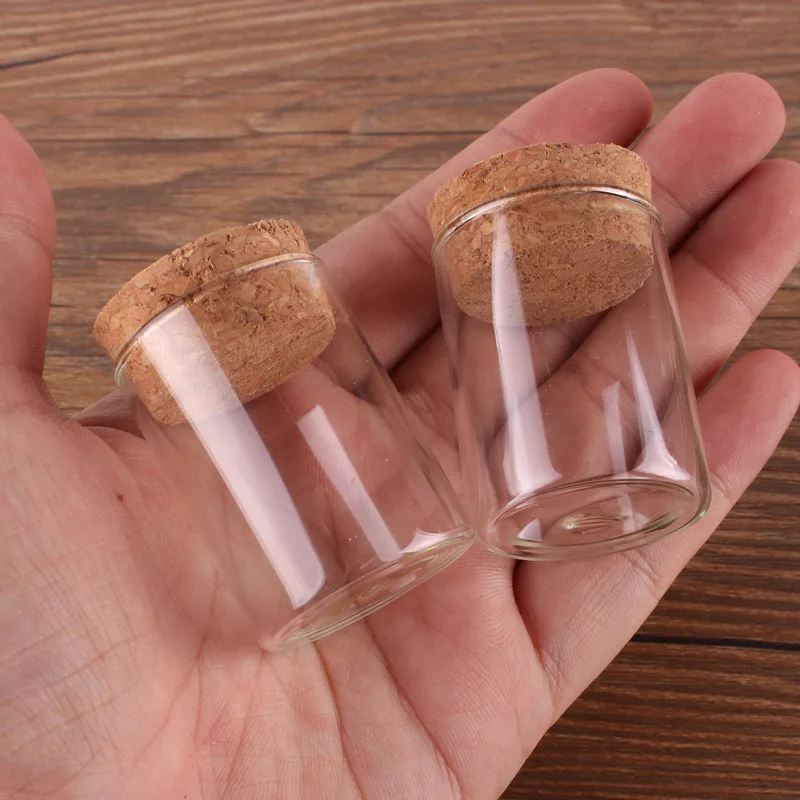 Dia 30mm: 15ml 25ml 30ml 35ml 40ml 50ml 60mlTransparent Glass Test Tube Vials Terrarium with Cork Stopper Glass Container 24pcs 4