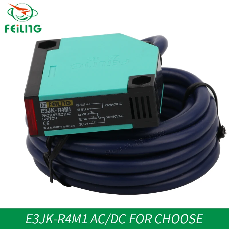 

AC220V DC24V 5 FIVE wire NO 1-4.5mm distance measuring Feedback Reflection Photoelectric Switch sensor E3JK-R4M1