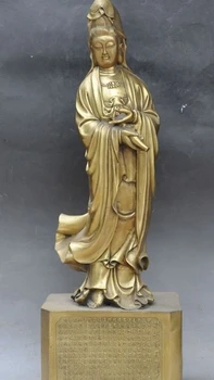 

26" chinese buddhism joss brass guanyin Kwanyin bodhisattva goddess vase statue