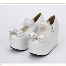 Милые туфли принцессы в стиле Лолиты; супер оригинальная обувь ручной работы на заказ; новые туфли на очень высоком каблуке с бантом; обувь на плоской подошве; pu8915