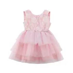 Милое платье принцессы с цветочным узором для девочек детское бальное платье с бантом без рукавов, кружевные вечерние платья-пачки из тюля