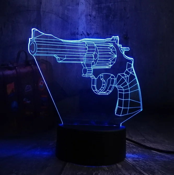 Revolver Логотип Винчестерской компании Cool Shot9un оружие светодиодный 3d-ночник настольная лампа RGB 7 цветов для Мальчиков Домашний Рождественский подарок-украшение - Испускаемый цвет: Revolver