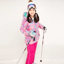 Зимний детский лыжный костюм, детская водонепроницаемая ветрозащитная теплая куртка для сноубординга, спортивная одежда для девочек, комплекты со штанами