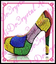 Aidocrystal Colorful Crystal pure Handmade Shoes Women High Heels Sexy Extreme High Heels Wedding Bridal Pumps Platform Shoes