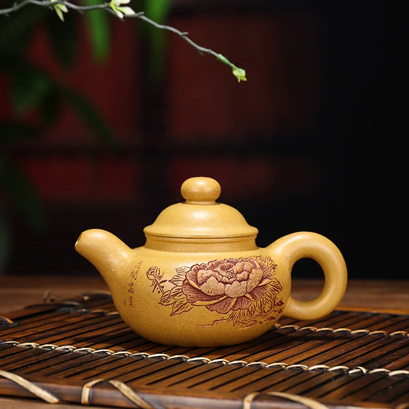 

Pottery Teapot Full Manual Raw Ore Gold Section Mud Blow Riches And Honour Kettle Kungfu Online Teapot Tea Set Gift Wholesale