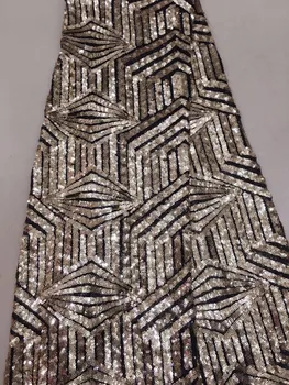 

Hot selling african Tulle lace fabric high quality best nigerian lace fabrics for Watermelon Gold sequins Swiss voile FL2222