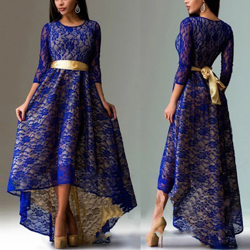 

plus size elegant vintage Dress Women 2018 vestido longo fashion Sexy Party long Maxi Dress 3/4 sleeve bodycon lace dresses