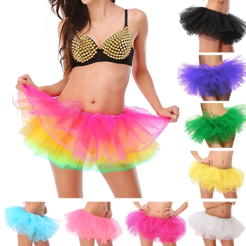 Adult Female Tutu Skirt 5 Layered Tutu Mini Ball Gown Skirt Women Lady's Tulle Princess Party Skirts Sexy Club Short Pettiskirt Skirts