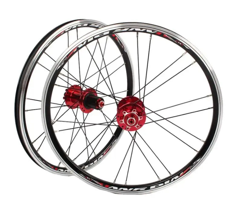 BXM складной велосипед 20 дюймов RT* 1-3/8 в/дисковый тормоз передний 2 задний 5 подшипник ультра гладкий светильник 451/406 обод колеса - Цвет: 406V100-135 red hub