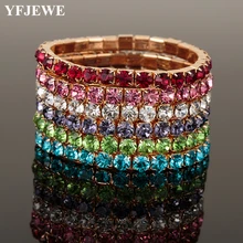 

YFJEWE 1 PCS Full Paved Muticolor Rhinestones Bracelet For Women Silver Miami Pulseiras Boho Jewelry Friendship Bangle B037