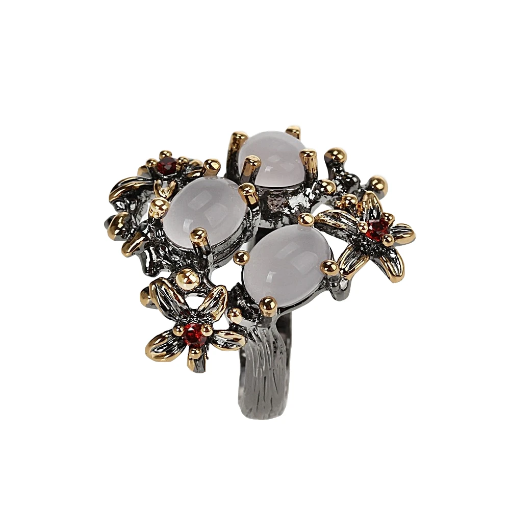 WA11690 pink opal flower rings for women Fabulous stone vintage jewelry (9)