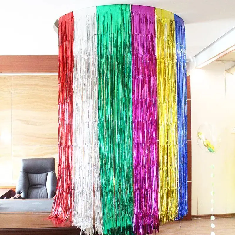5 Pieces Hight=3 Meter Aluminium Foil Fringe Tinsel Curtain For Wedding