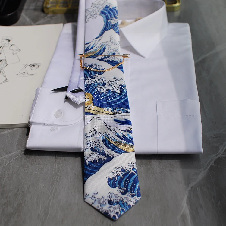 Мужской модный Kanagawa переработанный фантазийный Галстук Свадебные вечерние галстуки в Западном европейском стиле