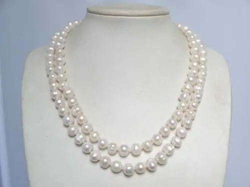 

ddh001914 necklace 2 strands white freshwater pearl whorl beads