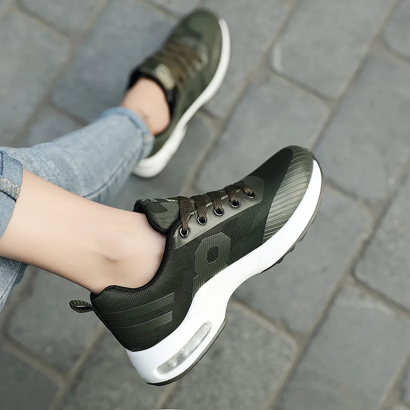Камуфляжные модные кроссовки размера плюс 36-45, женская повседневная обувь на плоской подошве с низким верхом, армейский зеленый цвет, Спортивная дышащая женская обувь, кроссовки XX08