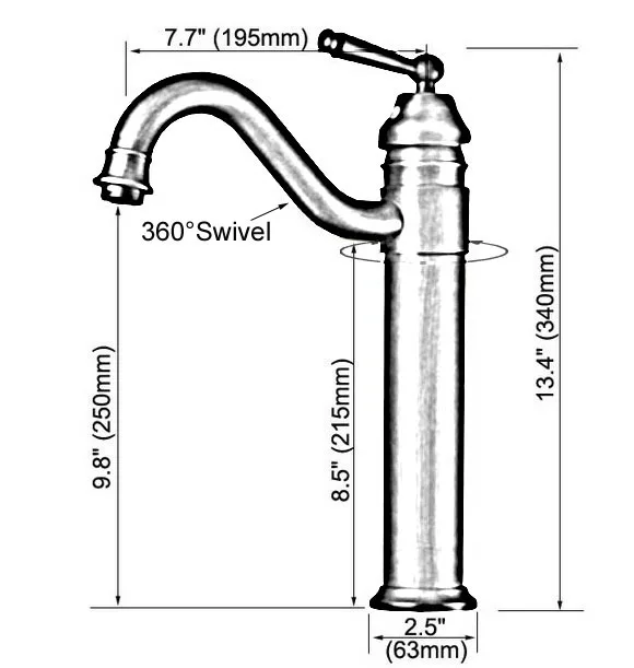 Polished Chrome Brass Gooseneck Single Handle Swivel Kitchen Bathroom Sink Basin Faucet Mixer Taps anf207