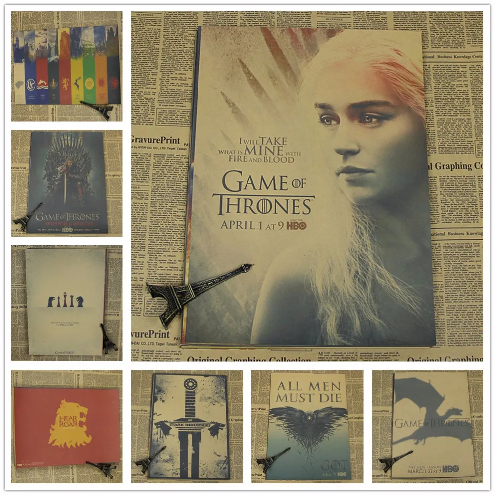 

Vintage Game of Thrones Series Poster Cafe Bar Painting Home Decor Retro Kraft Paper Wall Sticker 42x30cm