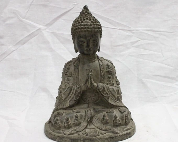 

Tibet Tibetan old Bronze Buddhism Joss Amitabha Sakyamuni Buddha statue a 0518