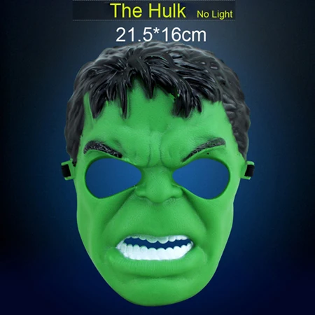 10 шт./лот маски героев мультфильма Человек-паук Бэтмен Супермен, Халк маска Железного человека с светодиодный светильник полное лицо маски фильм тема для Хэллоуина - Цвет: Hulk no light