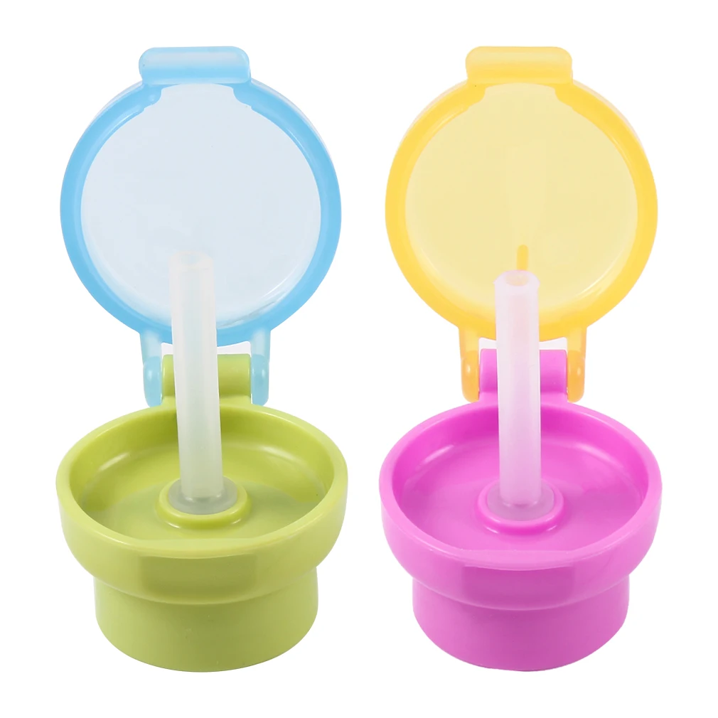 

Children' s Portable Spill-proof Milk Juice Soda Water Bottle Drink straw Kids Safe Cover Cap & Straw Drinking Baby Feeding Acce