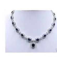 Женские Хорошие Свадебные украшения очень красивые драгоценные белый синий драгоценный камень кристалл ожерелье серебро Кварцевый Кристалл