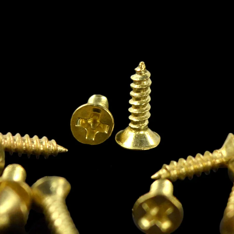 Gold Plated Phillips Flat Countersunk Head Self Tapping Screws 2x8mm