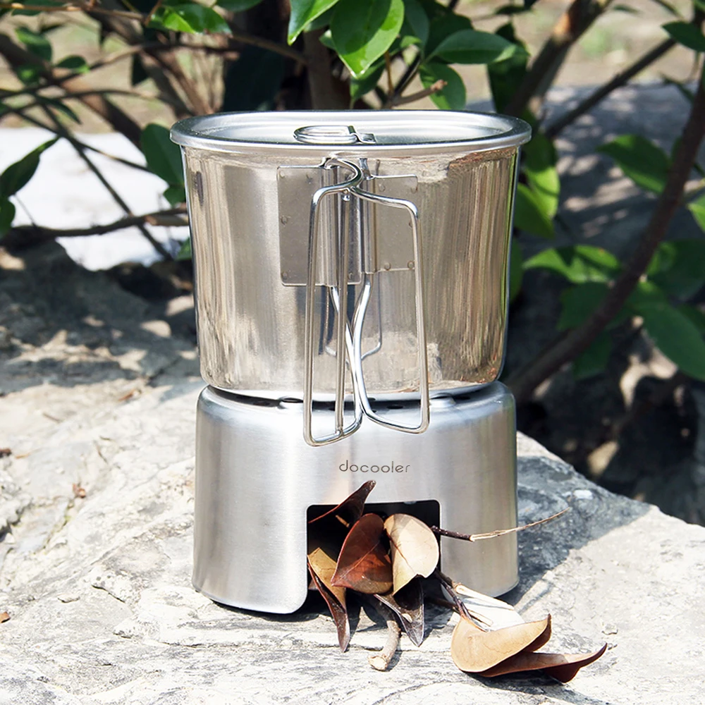 

700ml Stainless Steel Cookware Set Portable Tee Coffee Mug Outdoor Camping Survival Wood Stove Travel Tumbler Durable Drinkware