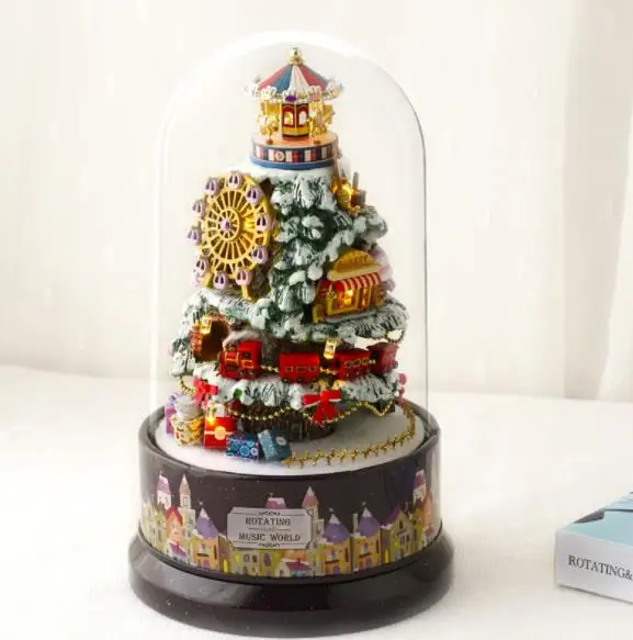 DIY вращающаяся Рождественская елка маленький музыкальный домик подарок на день рождения ручной работы DIY игрушки Строительная модель