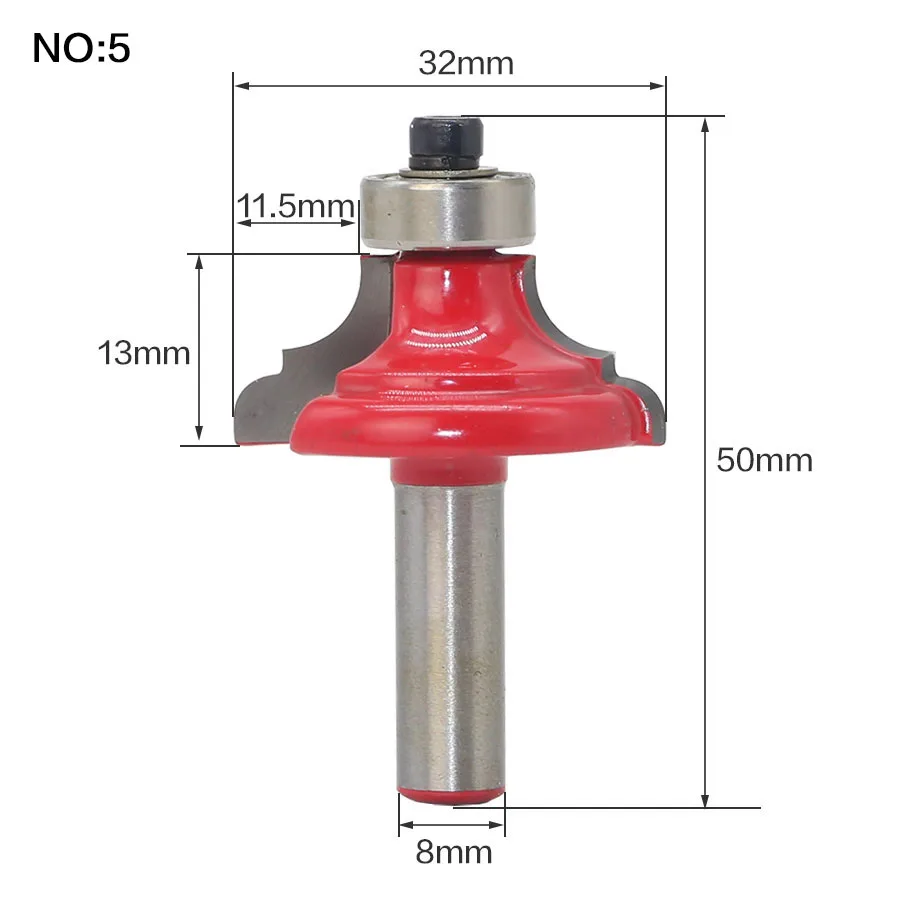 1 шт. 8 мм хвостовик древесины маршрутизатор бит прямой Концевая фреза триммер очистка заподлицо отделка угловая круглая бухта коробка биты инструменты фреза - Длина режущей кромки: NO5