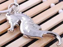 HJ Sea Horse Alloy Keyring Hippocampus Fashion Beauty Jerelry Funny Classic 3D Pendant Key Chain Bag Creative Gift Free shipping