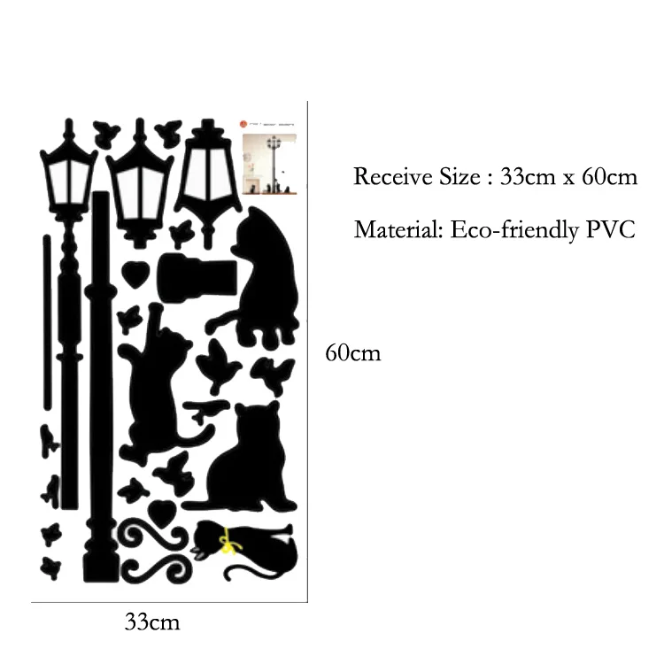 Мультфильм DIY древние лампы Четыре кошки и Товары для птиц стены Стикеры настенная Домашний декор комнаты для детей комната Переводные картинки обои Стикеры S