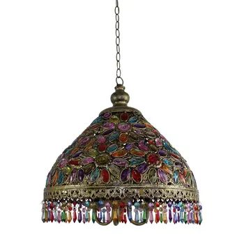 

Nepal Corridor Pendant Lamp Mediterranean Colorful Acrylic Beads Iron umbrella Hallway Balcony Dining Room Pendant Light