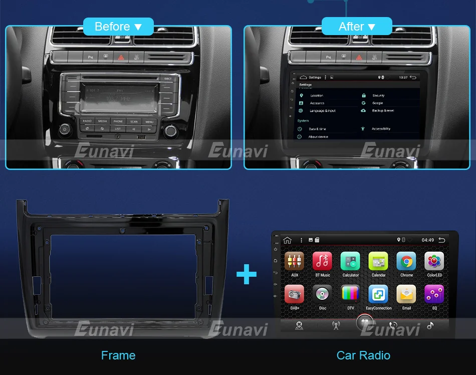Discount Eunavi Quad Core 2G RAM 32G ROM Android 7.1 2 din Car Radio GPS Navi For VW Skoda Magotan POLO PASSAT Golf 7 Jetta Super Octavia 8