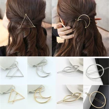 Новая мода для женщин девушек золото/посеребренные металлические треугольные круглые заколки для волос в форме Луны металлические круглые заколки для волос аксессуары для волос