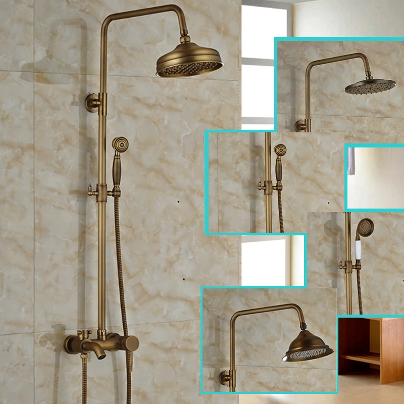 Antique Brass Single Handle Bathroom Shower Mixer Taps Bathtub Shower