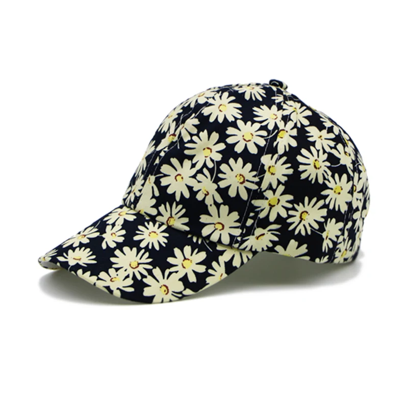 

New Style Small Daisy Print Baseball Cap Ladies Flower Cotton Baseball Cap Small Fresh Hat Simple And Stylish Women's Cap