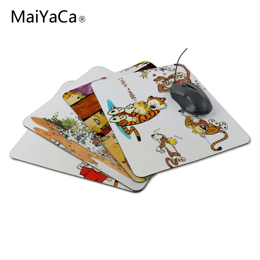 

MaiYaCa calvin and hobbes Rubber Soft aming Mouse ames Black Desk Mousepads Not Lockedge MousePad