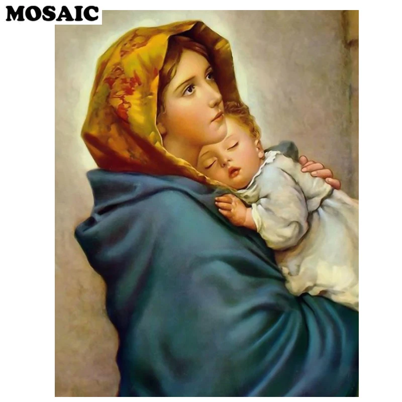 Полная квадратная/круглая дрель 5d diy Алмазная картина Девы Марии и ребенка картина 3d Алмазная вышивка Стразы мозаика произведение искусства
