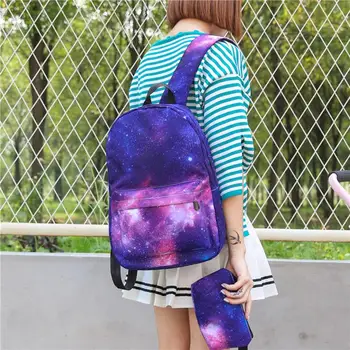 

2pcs Unisex Galaxy Backpack Canvas Backpack Women Universe Space Backpacks for Teenager Girls Travel Rucksacks mochila feminina