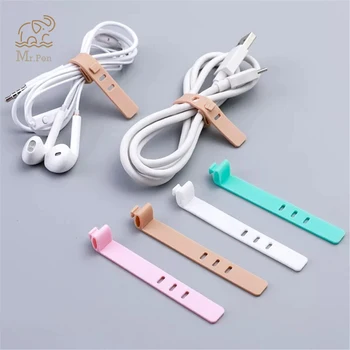 

4pcs Solid Color Cable Winder Organizer Desk Set Wire Data Line Holder Line Fixer Winder Wrap Cord Desk Accessories Stationary